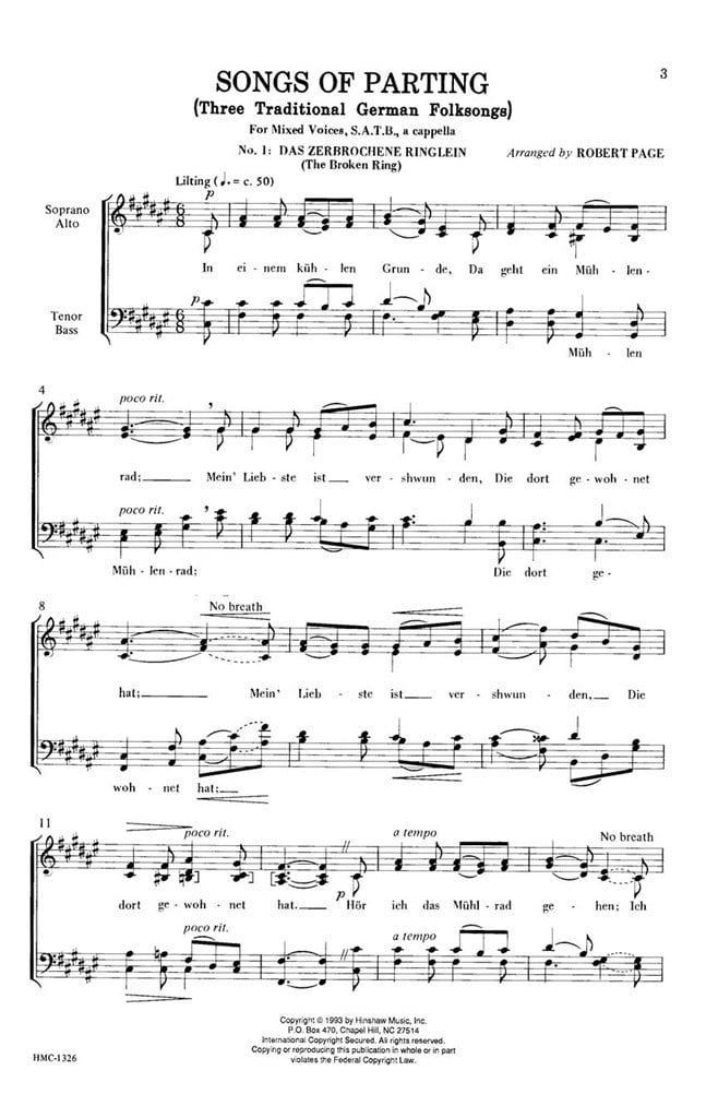 Songs Of Parting (Three Thraditional German)